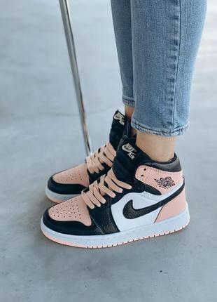 Женские кроссовки nike air jordan 1 mid white pink black 371 фото