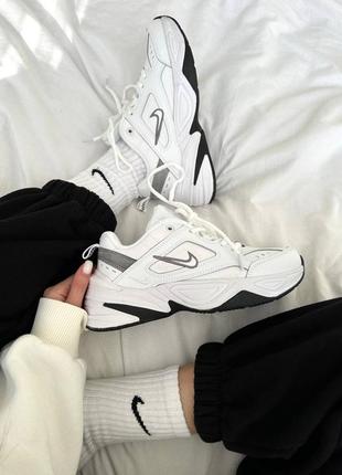 Женские белые кожаные кроссовки aztec nike m2k tekno essential white black