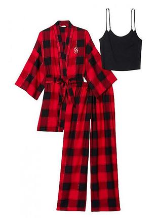 Фланелева піжама/домашній костюм з 3 одиниць victoria's secret