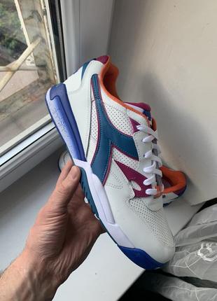 Мужские белые кожаные кроссовки diadora