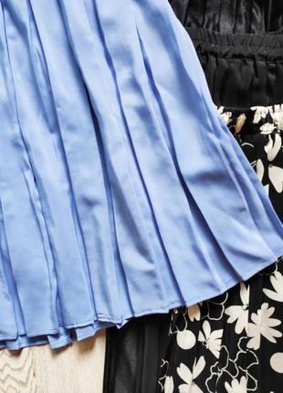 Голубая бирюзовая цветная длинная юбка миди плиссе резинке колокол трапеция со складками5 фото