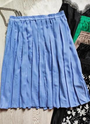 Голубая бирюзовая цветная длинная юбка миди плиссе резинке колокол трапеция со складками2 фото