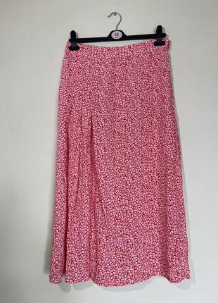 Стильная юбка миди h&m в цветочный принт спідниця міді р.m5 фото