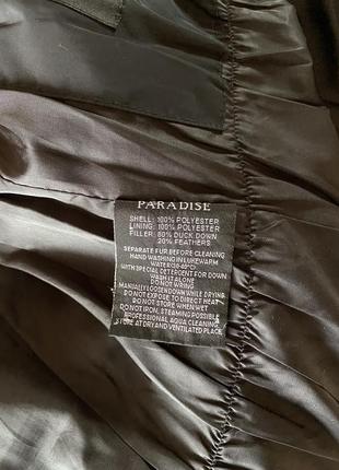Куртка пуховик з капюшоном жилетка чорна натуральне хутро гусячий пух6 фото