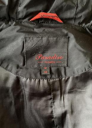 Куртка пуховик з капюшоном жилетка чорна натуральне хутро гусячий пух4 фото