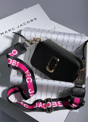 Женская черная с розовым сумка с ремнем через плечо marc jacobs🆕 сумка кросс боди3 фото