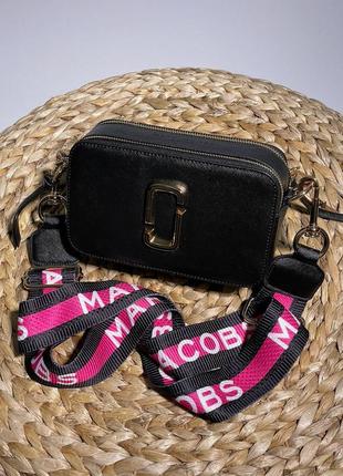 Женская черная с розовым сумка с ремнем через плечо marc jacobs🆕 сумка кросс боди9 фото