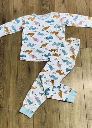 Комплект из двух предметов (унисекс)пижама хлопковая трикотажная принт леопарды 🐆 zeeman (голландия)