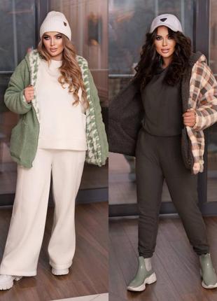 Двостороння коротка шубка з капюшоном тедді