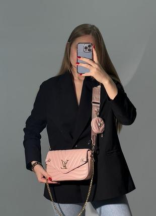 Женская розовая сумка с  широким ремнем через плечо 🆕 стильная сумка