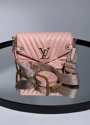 Женская розовая сумка с  широким ремнем через плечо 🆕 стильная сумка4 фото