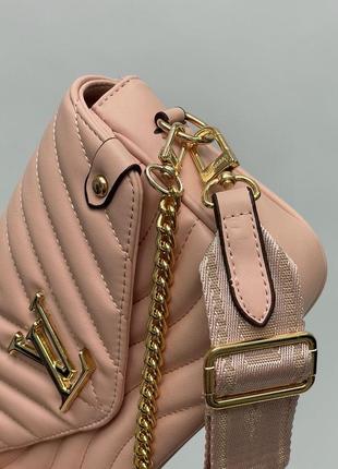 Женская розовая сумка с  широким ремнем через плечо 🆕 стильная сумка6 фото
