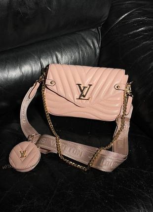 Женская розовая сумка с  широким ремнем через плечо 🆕 стильная сумка8 фото