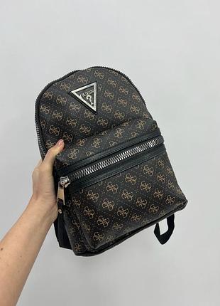 Жіночий стильний темно коричневий рюкзак з широкими лямками крутые guess🆕 рюкзак з карманом
