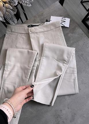 Леггинсы лосины zara экокожа1 фото