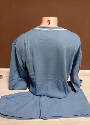 Мужская пижама батал турция dalmina  52-58 размеры двойка реглан и штаны хлопок голубая2 фото