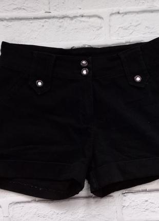 Черные шорты короткие, мини шорты, черные шорты со стразами