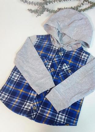 Сорочка рубашка 9-12 мес рубашка в клетку реглан