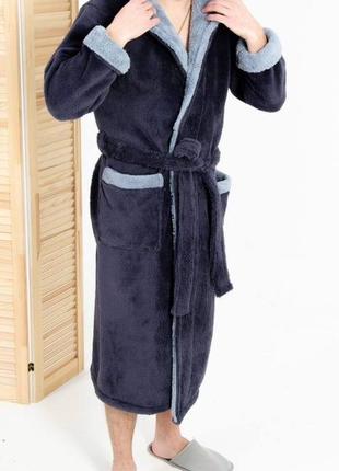 🏠🏠 стильний махровий чоловічий халат з капюшоном і кишенями l xl 2xl 3xl5 фото