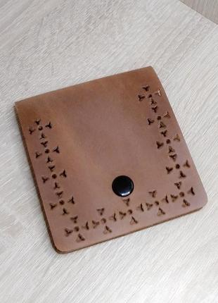 Шкіряний міні - гаманець світло-коричневий.