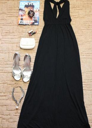 Черное стильное макси платье4 фото