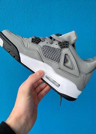 Мужские серые кожаные кроссовки nike air jordan 4 🆕 найк джордан 44 фото