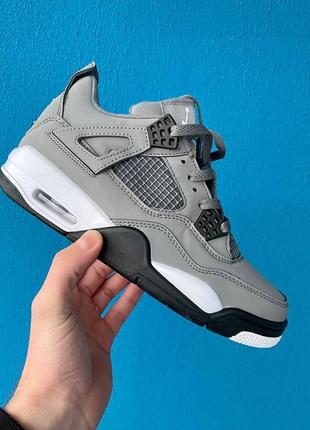 Мужские серые кожаные кроссовки nike air jordan 4 🆕 найк джордан 4