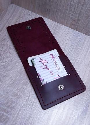 Шкіряний міні - гаманець марсала.4 фото