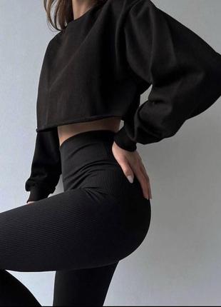 Лосины на флисе черные турция