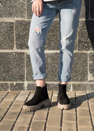 Стильные замшевые ботинки челси santa в наличии и под отшив деми / зима 💙💛🏆6 фото