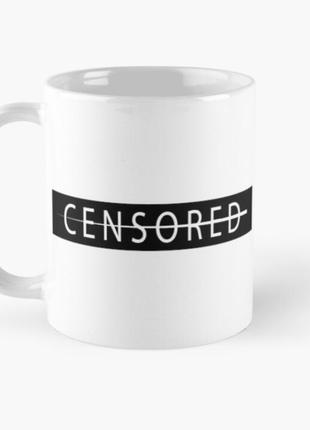 Чашка керамічна кружка з принтом censored біла 330 мл