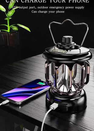 Світильник - power bank retro lamp 5 000mah чорна1 фото