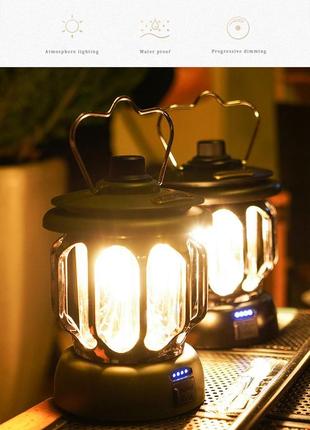 Світильник - power bank retro lamp 5 000mah чорна10 фото