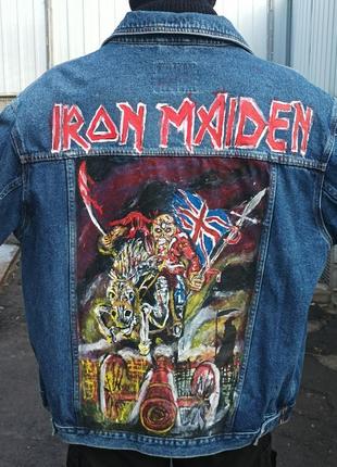 Кастомна джинсова куртка iron maiden, рок,