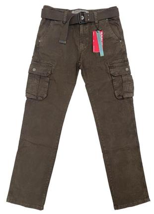 Брюки чоловічі iteno (tophero) р. 33 оригінал прямі коричневі з накладними кишенями весна/осінь