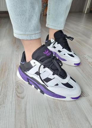 Кросівки adidas nittebal purple black білі з фіолетовим жіночі