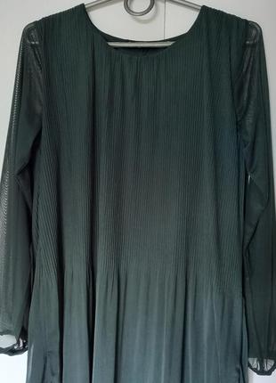 Нова! сукня сітка (пліссе) темно зеленого кольору святкова, можна для вагітних (оверсайз фасон)6 фото
