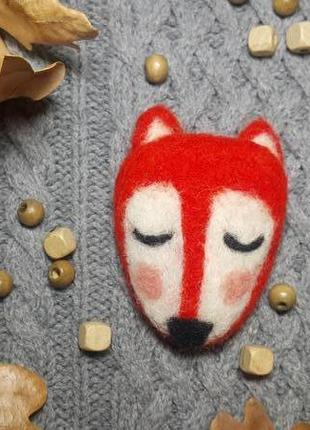 Брошка з вовни лисиця fox еліс значок ручна робота подарунок валяння фелтінг2 фото