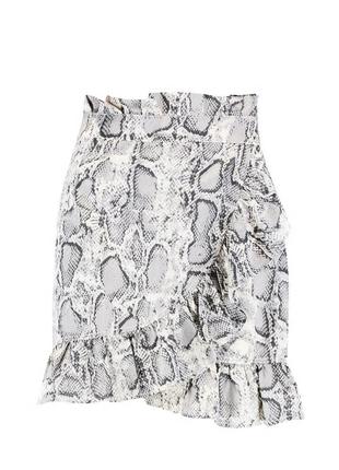 Мини юбка сатиновая атласная шелковая анималистический змеиный принт1 фото