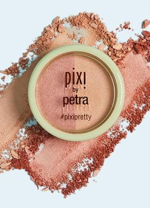 Дует рум'ян і хайлатера pixi beauty blush duo — peach honey