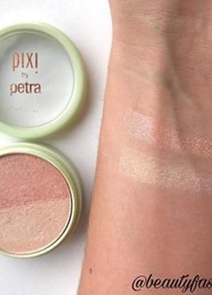 Дуэт румян и хайлатера pixi beauty blush duo - peach honey6 фото