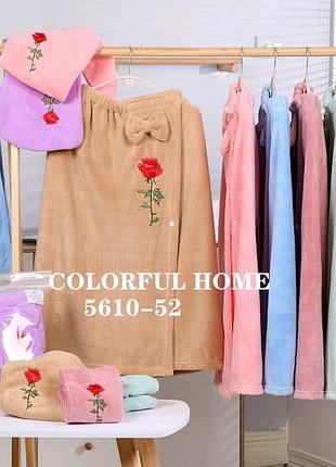 Банный халат-полотенце и чалма для сушки волос