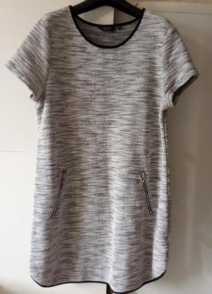 Твідова сукня р. 16 l/xl new look, фактурний трикотаж туніка плаття