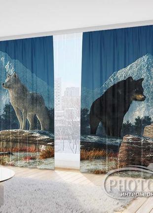 Фото штори "вовки" 2,7м*2,9м (2 полотна по 1,45м), тасьма
