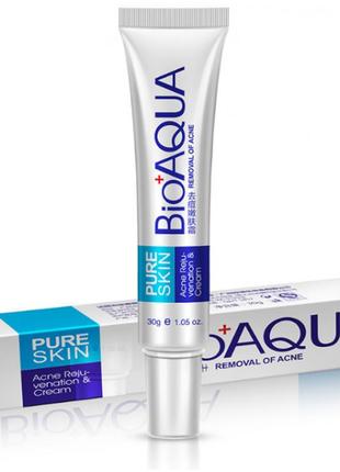 Антибактеріальний крем для обличчя bioaqua pure skin acne проти акне і запалень 30 г