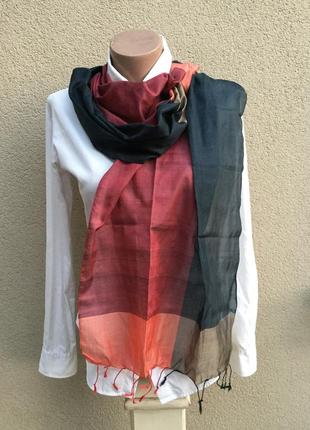 Легкий,тонкий,шелковый шарф с бахромой3 фото