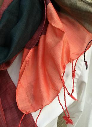 Легкий,тонкий,шелковый шарф с бахромой5 фото