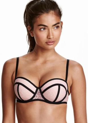 75b, шикарный контрастный бюстгалтер балконет от h&m!