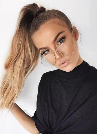 Іміджеві окуляри нульовки форми авіатор оправа