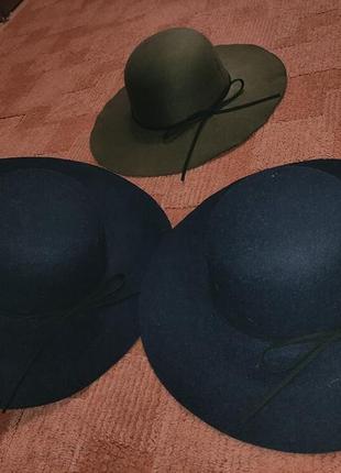 Женская шляпа федора, зимня 56-59 см. синя.3 фото